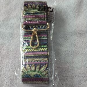 Multicolor Patterned Guitar/ Bag Strap with Gold Colored Hardware